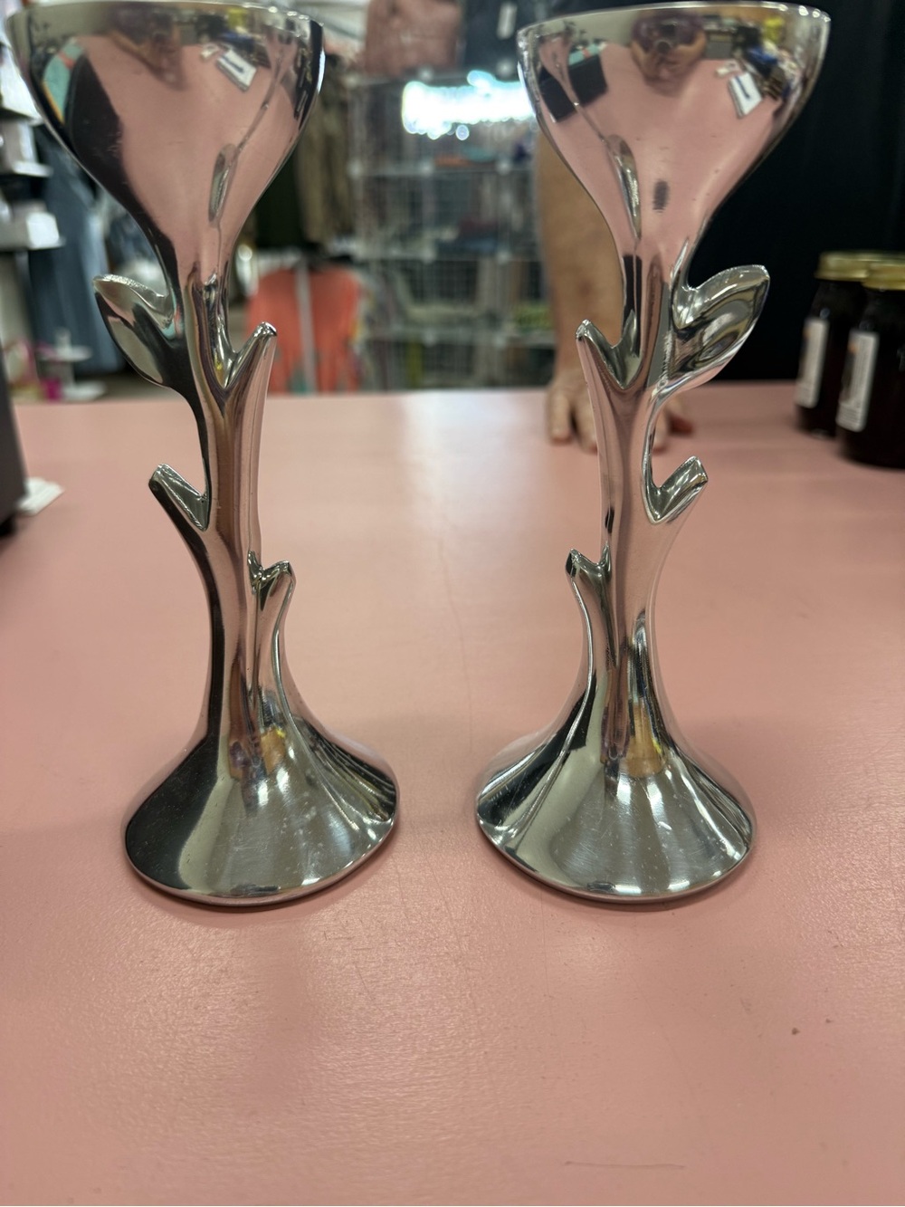 Nambe Silver Leaf-Branch Candle Holders Pair
